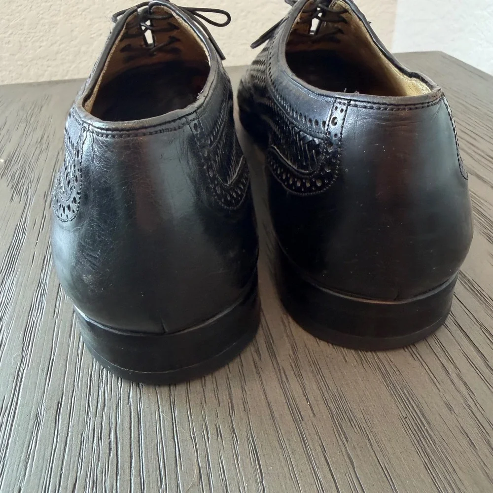 Mezlan Mens Black Woven Leather Cap Toe Oxford Dress Shoes 9.5 M Handmade Spain